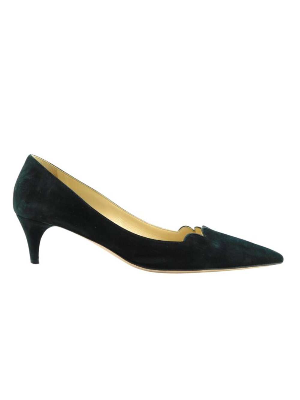 PRADA Black Scalloped Suede Leather Dress Heel Pumps 38